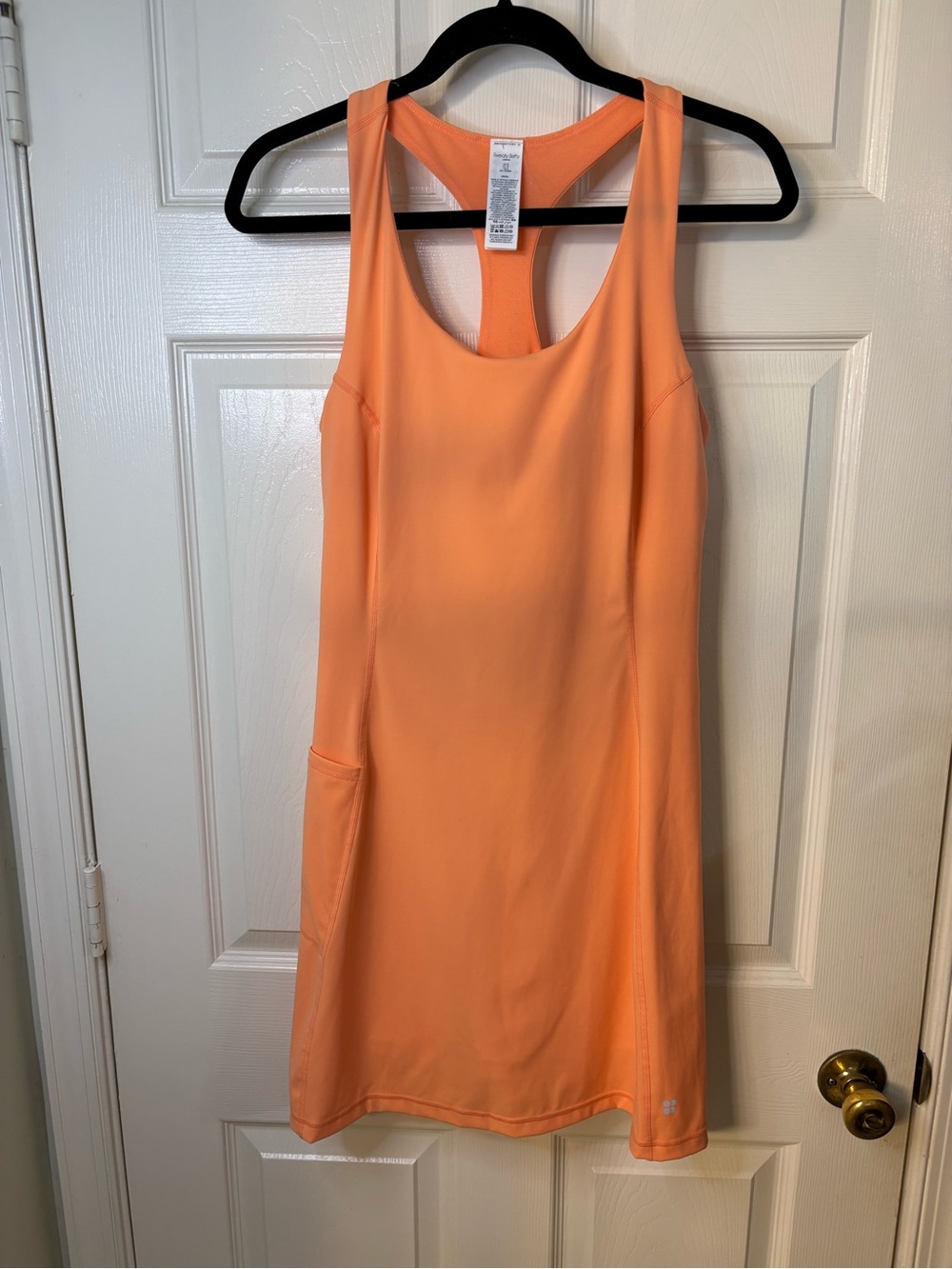 Sweaty Betty Peach Racerback Active Dress Built In Shorts Pockets US 8 - Picture 3 of 10
